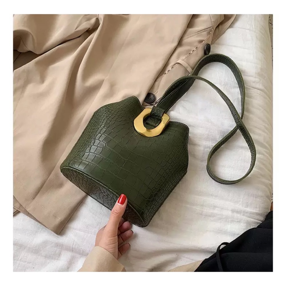 Aubrey Croc Embossed Shoulder/Crossbody Bag - Picture 2 of 8